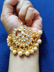 Elegant Indian Gold Plated Pearl Maangtikka