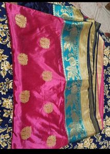 Pink & Teal Silk Saree