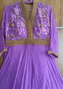 Purple Embroidered Anarkali Kurta