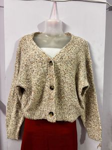 Beige Knit Cardigan
