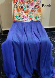 Floral Top &amp; Blue Chiffon Maxi Dress