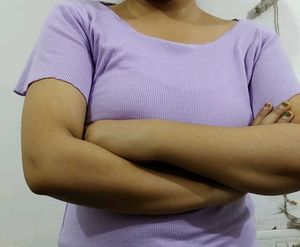 Cute Lilac Ribbed Top