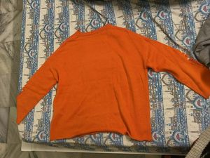 Orange Graphic Print Sweater