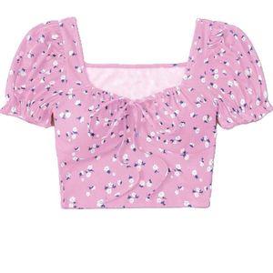 Pink Floral Crop Top