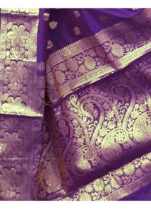 Pervas बुना हुआ कांजीवरम प्योर सिल्क साड़ी (बैंगनी