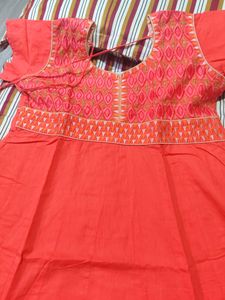 Coral Embroidered Dress - Beautiful Kurti