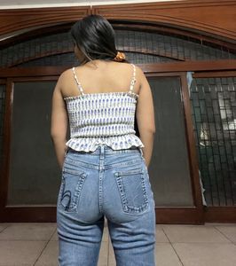 Pretty Floral Shirred Padded Crop Top