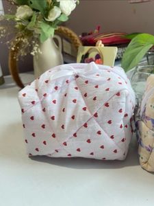 Quilted Heart Print Cosmetic Bag🌸💖