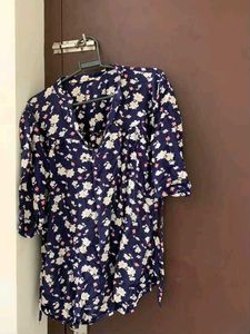 Floral Print Navy Blue Dress