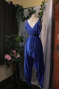 Blue V-Neck Jumpsuit