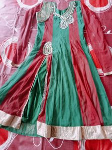 Green Colour Net Anarkali Kurti