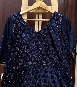 Elegant Navy Blue Ethnic Sequence Work  Gown