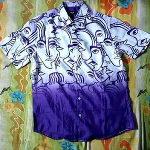 Spread Collar Short Sleeve Graphic Print Shirt