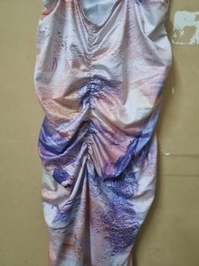 Abstract Printed Ruched Dress