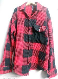 Red & Black Waffle Plaid Overshirt