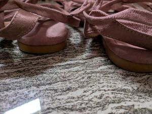 Pink Suede Flats With Straps 💝