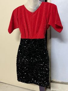 Pintrest Red &amp; Black Sequin Party Dress
