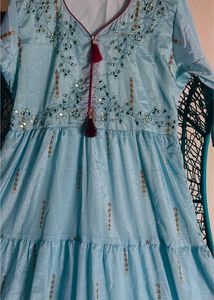 Ethnic Mirror Work Gown For Women With Full Sleeve