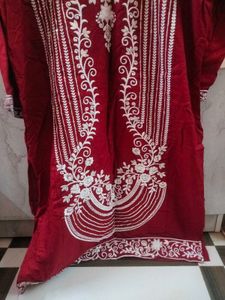 Red Pakistani Kurti Pant Set