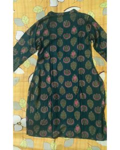 Green Printed Straight Kurta