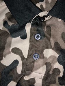 Short Sleeves Camouflage Print Polo Tshirt