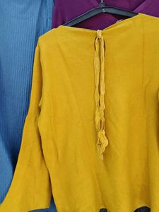 Mustard Top with Bell Sleeves
