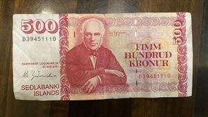 500 Kronur.. From Iceland Rare