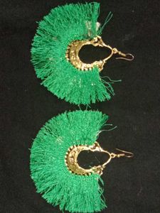 Green Tassel Earrings