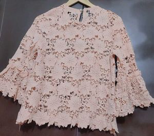 Beige Color Floral Lace Top For 36 Bust