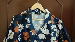 Navy Blue Floral Top