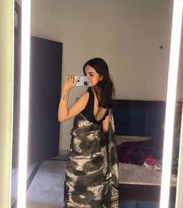 Elegant Olive Green Printed Saree