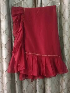 Maroon Chiffon Ruffle Saree