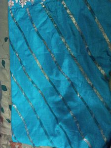 Teal & Silver Striped Fabric