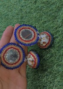 Boho Multicolored Beaded Mirror Jhumka Earrings