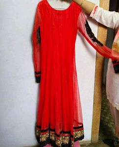 coralEmbroidered Anarkali gown