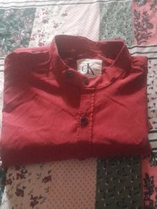 Red Long Sleeve Button Down Shirt