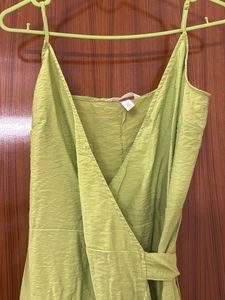 Lime Green Ruffle Midi Wrap Dress