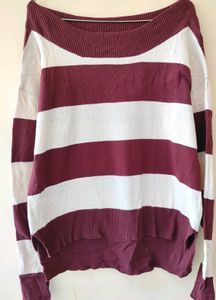 Maroon And White Colour Sweatshirt For Women ✨
