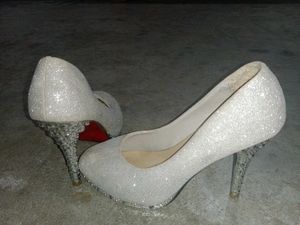 Sparkly Silver Heels Red Bottom