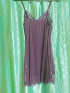 Lace Trim Mesh Nighty
