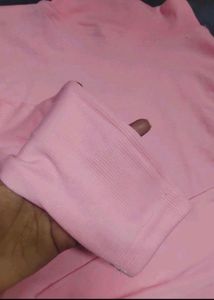 Ribbed Pink Turtleneck Top