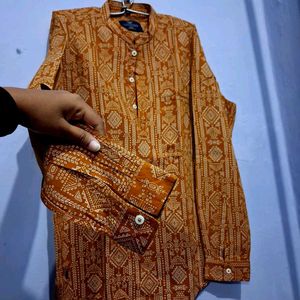 Patterned Bandhgala Style Shirt