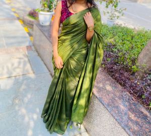 Green Mirror Work Saree