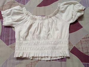 White Adjustable Off Shoulder Top