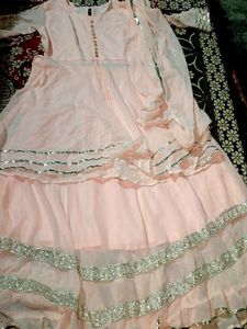 Peach Colour Langa Top With Dupatta Designer