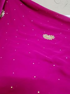 Classy Stone Work Purple Saree