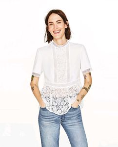 Zara Elegant White Lace Peplum Top