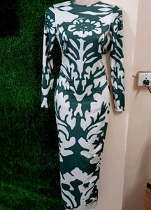 Abstract Print Evening Dress