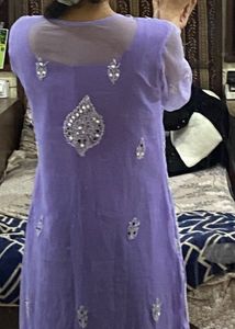 Chiffon  Mirror Work Kurti Long