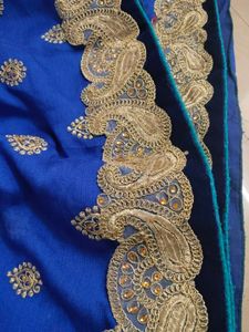 Blue Embroidered Saree &amp; Blouse